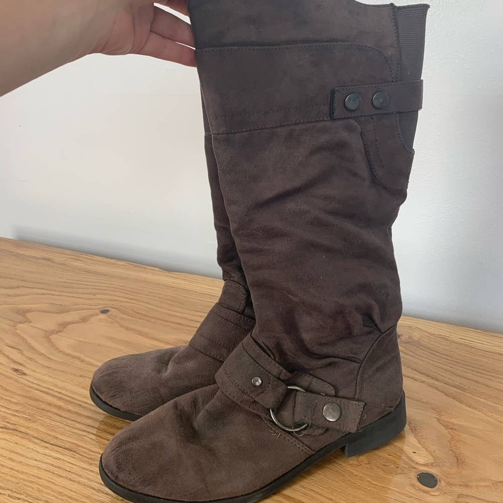 brown knee high boots